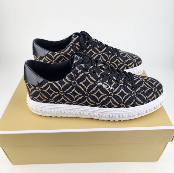 Michael Kors Grove Lace Up Jaquard Sneaker Husk Multi Choose Size New in Box - Picture 3 of 7